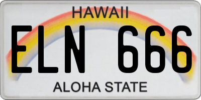 HI license plate ELN666