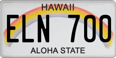 HI license plate ELN700
