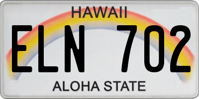 HI license plate ELN702