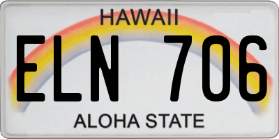 HI license plate ELN706