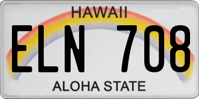 HI license plate ELN708