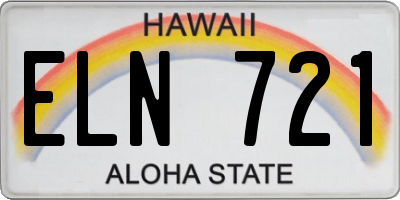 HI license plate ELN721