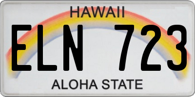 HI license plate ELN723