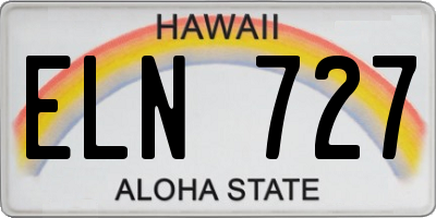 HI license plate ELN727