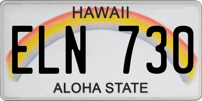 HI license plate ELN730