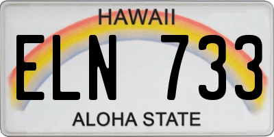 HI license plate ELN733