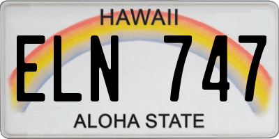 HI license plate ELN747