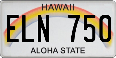 HI license plate ELN750