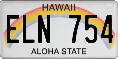 HI license plate ELN754