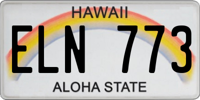 HI license plate ELN773