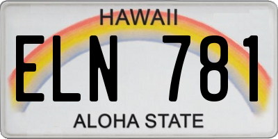 HI license plate ELN781