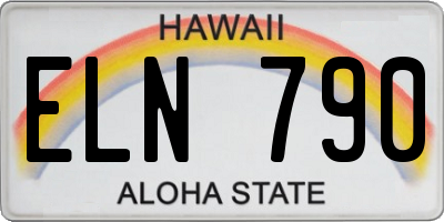 HI license plate ELN790
