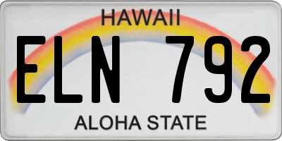 HI license plate ELN792