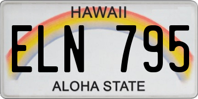HI license plate ELN795