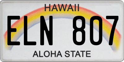 HI license plate ELN807