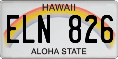 HI license plate ELN826