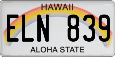 HI license plate ELN839