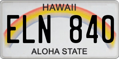 HI license plate ELN840