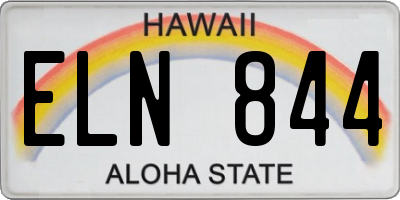 HI license plate ELN844