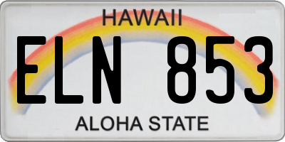 HI license plate ELN853