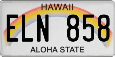 HI license plate ELN858