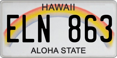 HI license plate ELN863