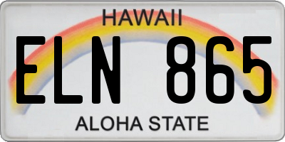 HI license plate ELN865