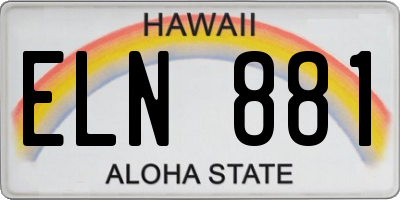 HI license plate ELN881