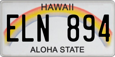 HI license plate ELN894