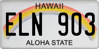 HI license plate ELN903