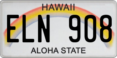 HI license plate ELN908