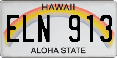 HI license plate ELN913