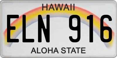 HI license plate ELN916