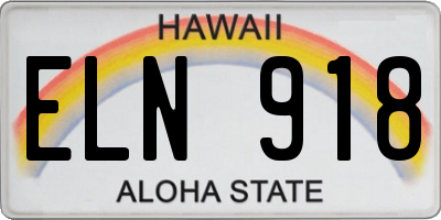HI license plate ELN918