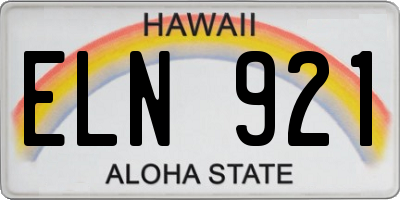 HI license plate ELN921