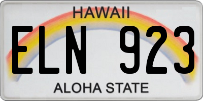 HI license plate ELN923