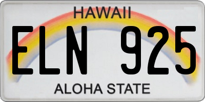 HI license plate ELN925