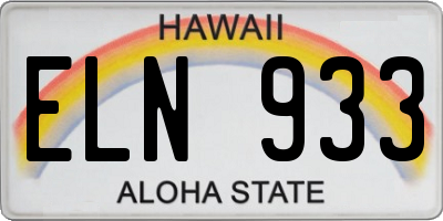 HI license plate ELN933