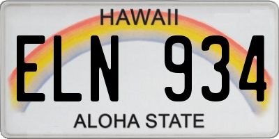 HI license plate ELN934