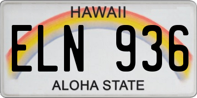 HI license plate ELN936