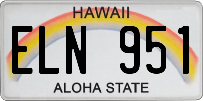 HI license plate ELN951