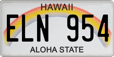 HI license plate ELN954