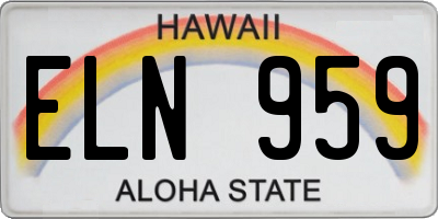 HI license plate ELN959