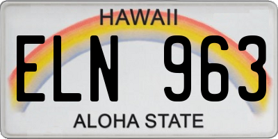 HI license plate ELN963