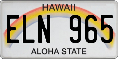 HI license plate ELN965