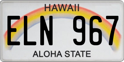 HI license plate ELN967