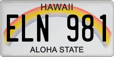 HI license plate ELN981