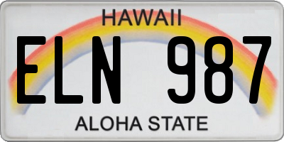 HI license plate ELN987