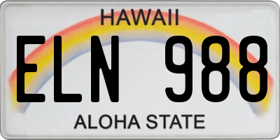 HI license plate ELN988