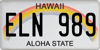 HI license plate ELN989